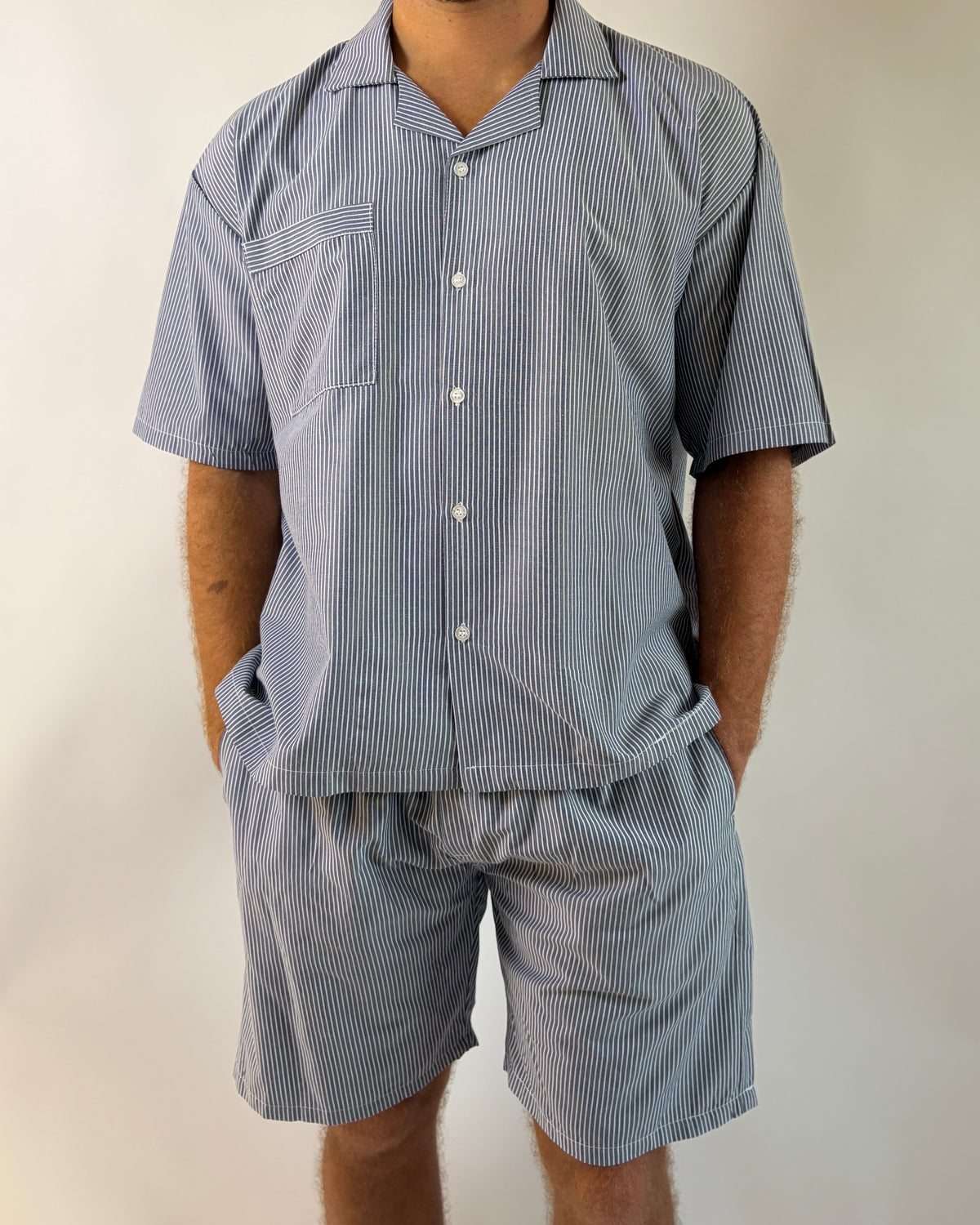 Cotton Navy Striped Pyjama Set