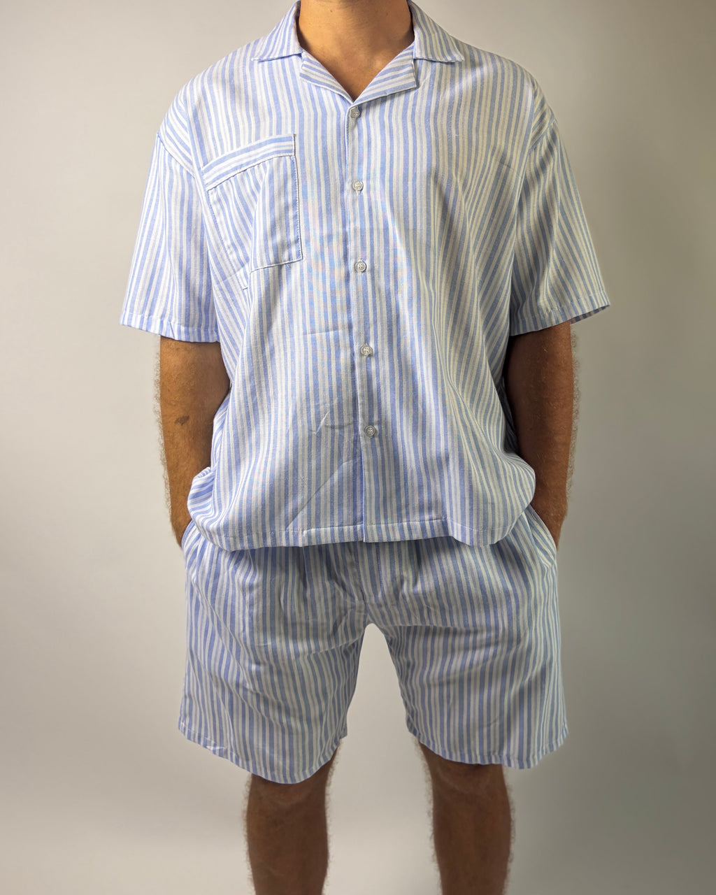 Cotton Blue Striped Pyjama Set