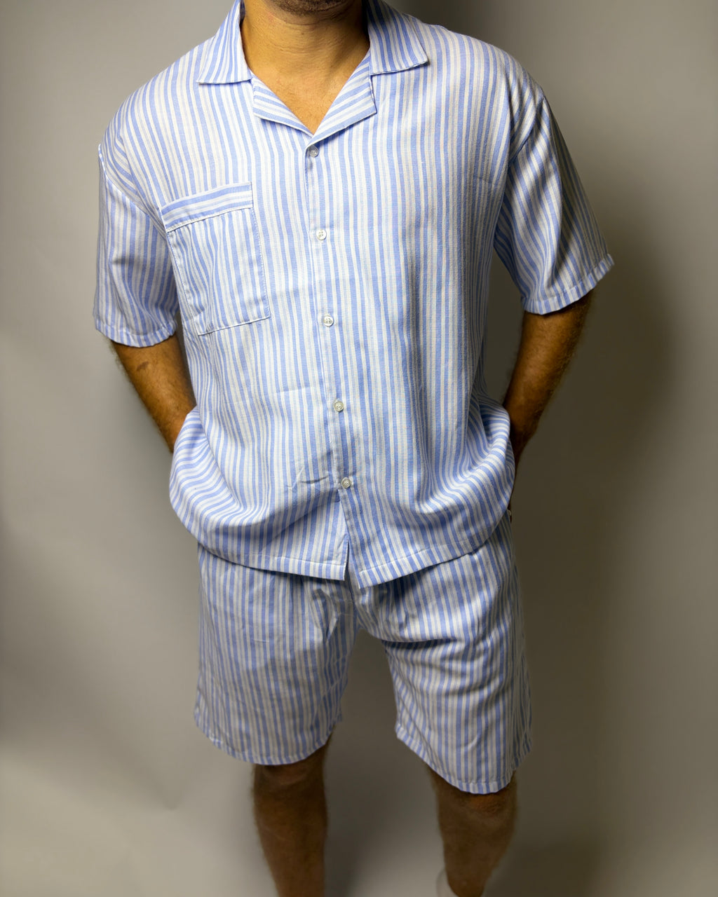 Cotton Blue Striped Pyjama Set