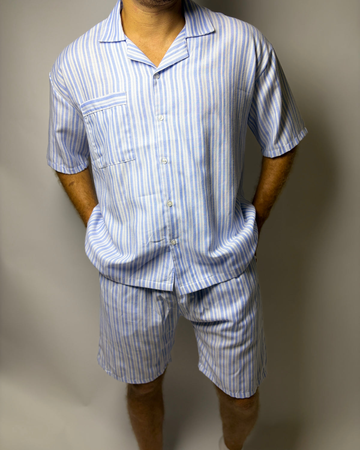 Cotton Blue Striped Pyjama Set