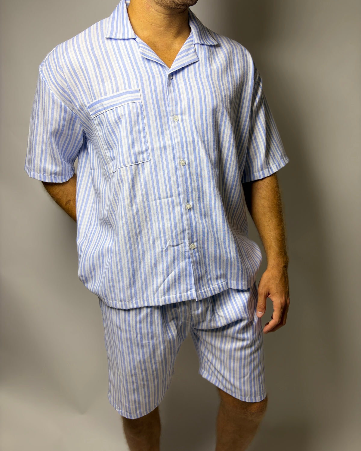 Cotton Blue Striped Pyjama Set