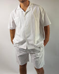 Cotton White & Grey Striped Pyjama Set